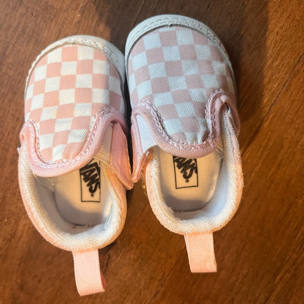Vans Kids Checkered Pink Slip-On Shoes